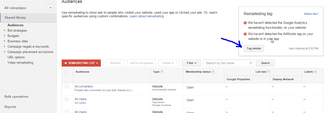 How to get Google Adword Remarketing code | Notes On Click