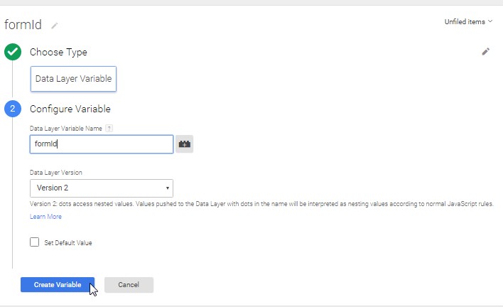 Form ID DataLayer Variable