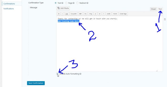 Gravity Form Tracking Code Instruction