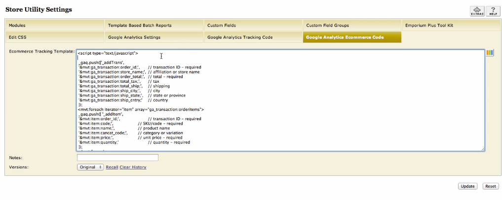 Miva Merchant Google Analytics Ecommerce Tracking Code
