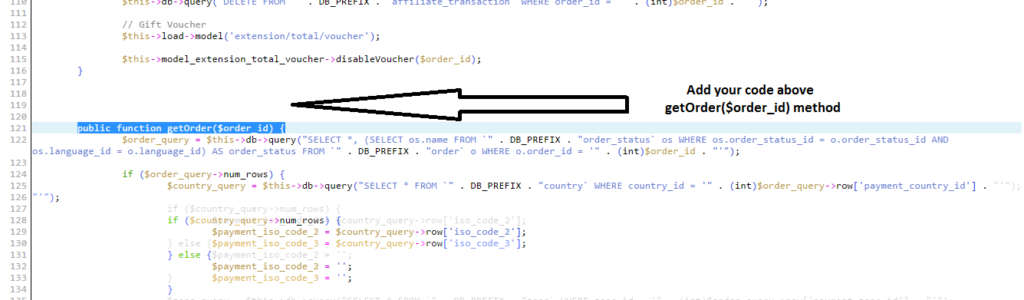 Opencart Ecommerce Code instruction- order.php