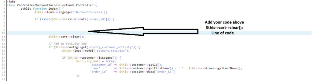 Opencart Ecommerce Code instruction – success.php