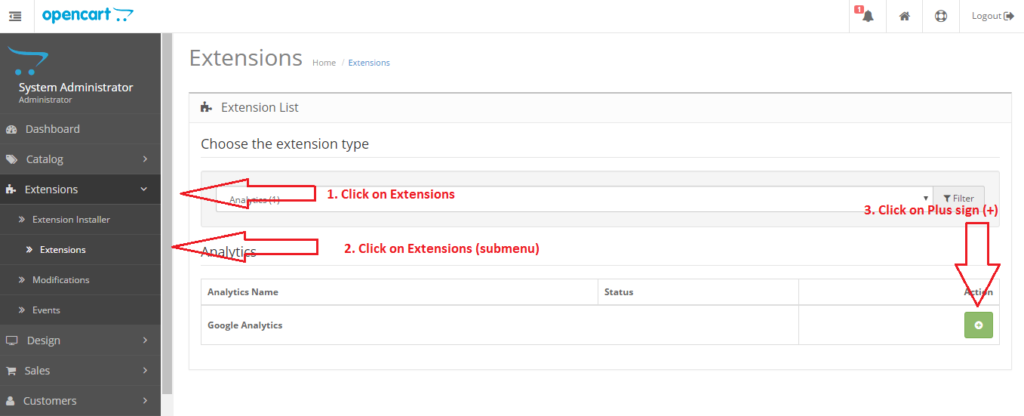 Opencart Ecommerce Google-analytics Extensions Enable